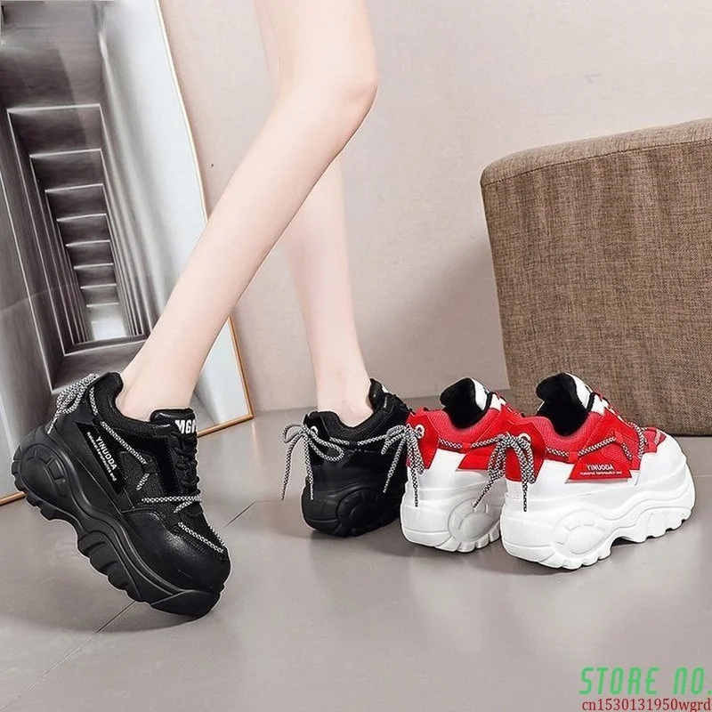 

Women Chunky Sneakers 2020 Fashion Platform Sneakers Ladies Brand Wedges Casual Shoes For Woman mesh Sports Dad Shoes 7cm