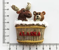 alaska fridge magnet souvenir uas animals handpainted cute 3d elk and bear refrigerator magnets sticker craft decor
