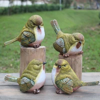 4pcs cute resin ornament birds sculpture ornaments bird shaped decoration for home office mini garden mixed style