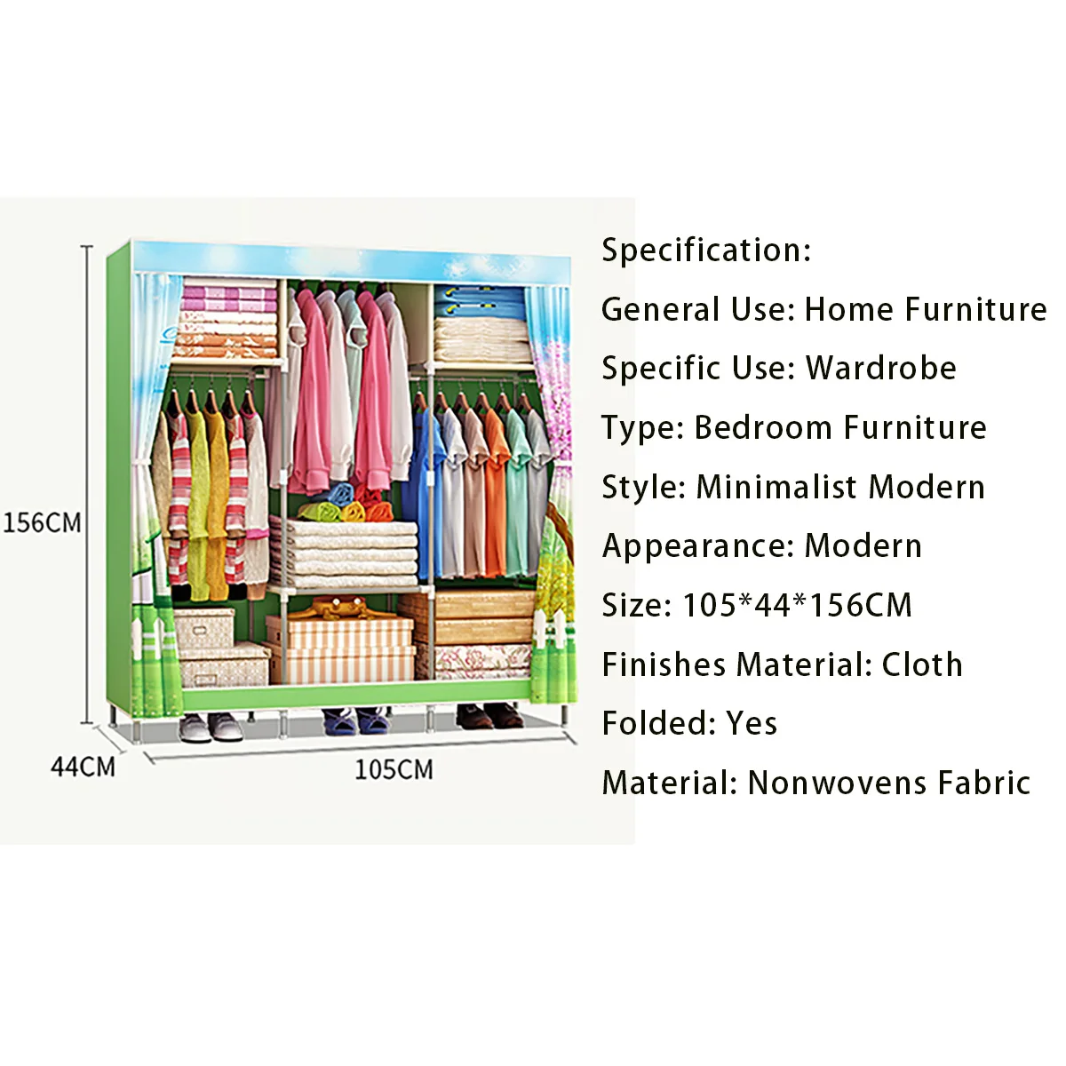 

Multi-purpose Non-woven Cloth Wardrobe Fabric Closet Portable Folding Dustproof Waterproof Clothing Storage Cabinet Furniture