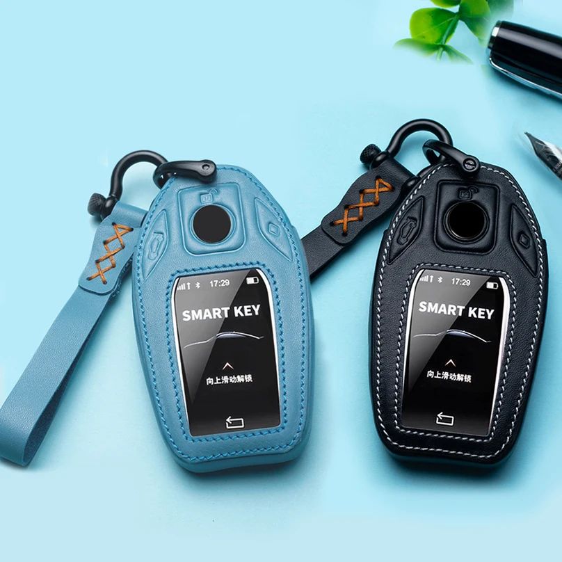 

Автомобиль натуральная кожа Автомобильный светодиодный Дисплей ключ крышка чехол для BMW 5 7 серии G11 G12 G30 G31 G32 i8 I12 I15 G01 X3 G02 X4 G05 X5 G07 X7