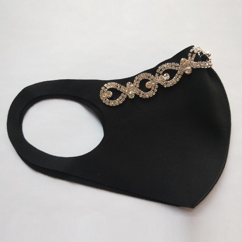 

2pcs/lot Bling Diamond Rhinestone Mask for Face Fashion Reusable Black Mouth Masks Women Masque Adulte Jewelry