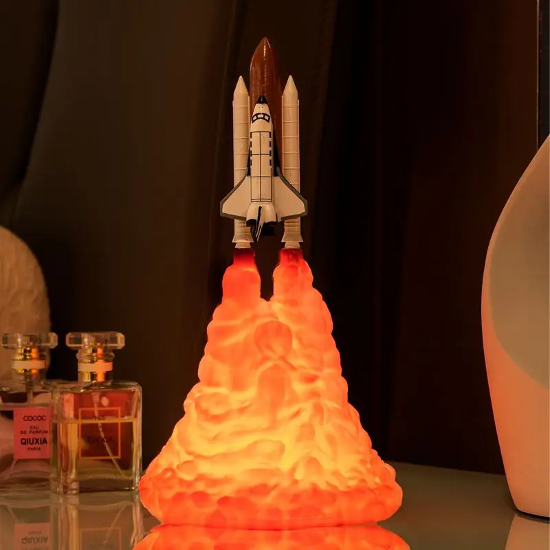 Купить Креативная 3D-печать, Космический Шаттл, лампа с USB-зарядкой, искусственный ночсветильник для любителей пространства, украшение для дома