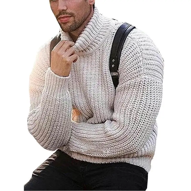 

Men's Fall/Winter Fashion Turtleneck Sweater Long Sleeve Large Size Knit Top Soild Color Sweaters