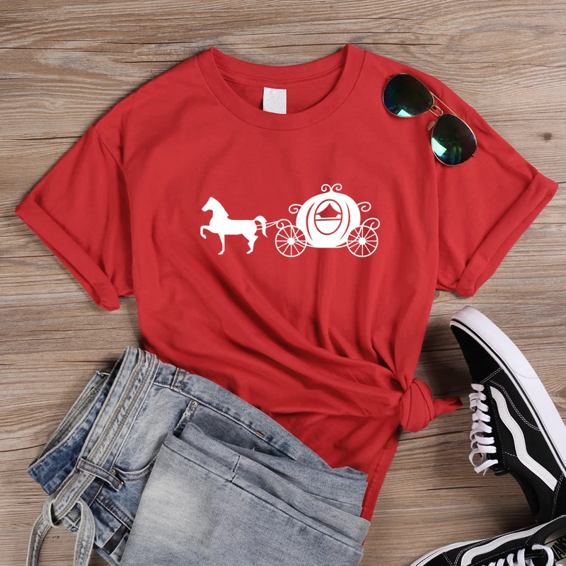ONSEME Футболка с принтом &quotлошадиная карета&quot женская футболка рождественским