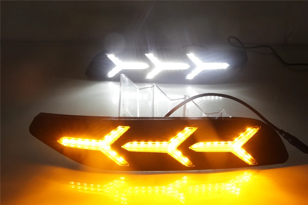 1 пара Габаритные огни DRL светодиодный вождения динамический стример потока