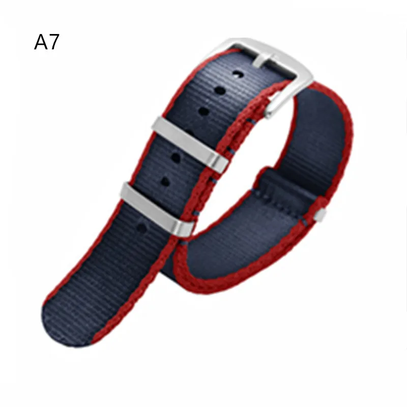 A7silver Clasp 20, 22 мм, Парашютная сумка для французских солдат, для NATO, эластичный нейлоновый ремень, общие бренды, Wacthband, ремешок для часов, военный браслет - Цвет ремешка: A7silver Clasp