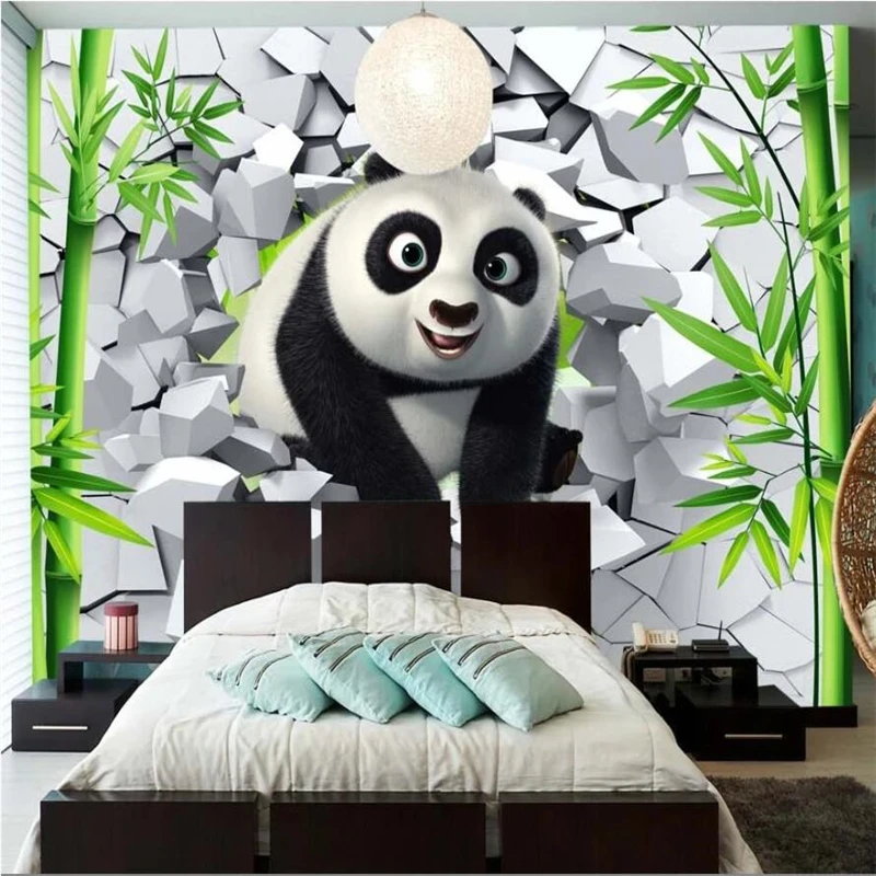Большой Настенный 3D-рисунок на заказ wellyu Милый Панда бамбуковый лес фон для