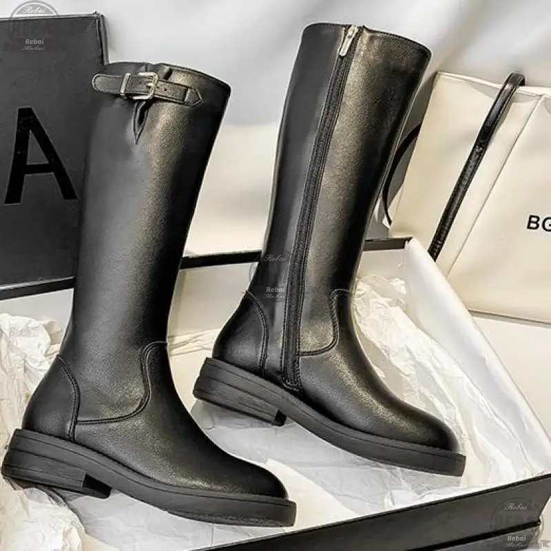

Женские нескользящие водонепроницаемые сапоги, сапоги до колена из искусственной кожи на молнии, высокие сапоги на массивной платформе, Ра...