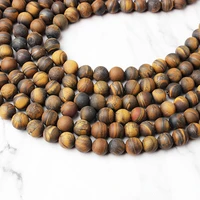 natural frosted yellow tiger eye stone for jewelry diy bracelet necklace earring accessories trend 4 6 8 10 12mm tiger eye stone