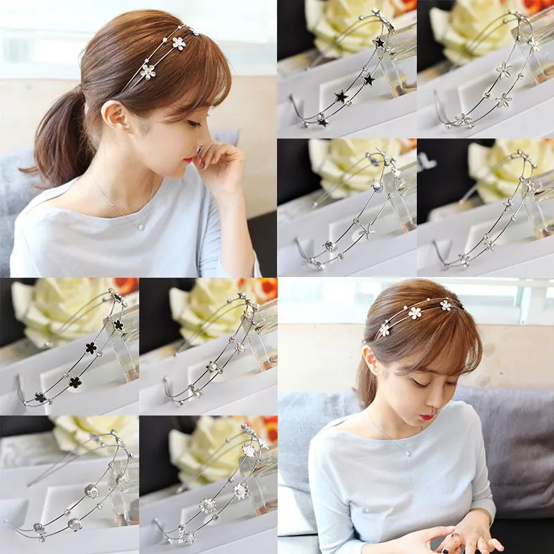 Женский обруч для волос золотистый или Серебристый с геометрической звездой