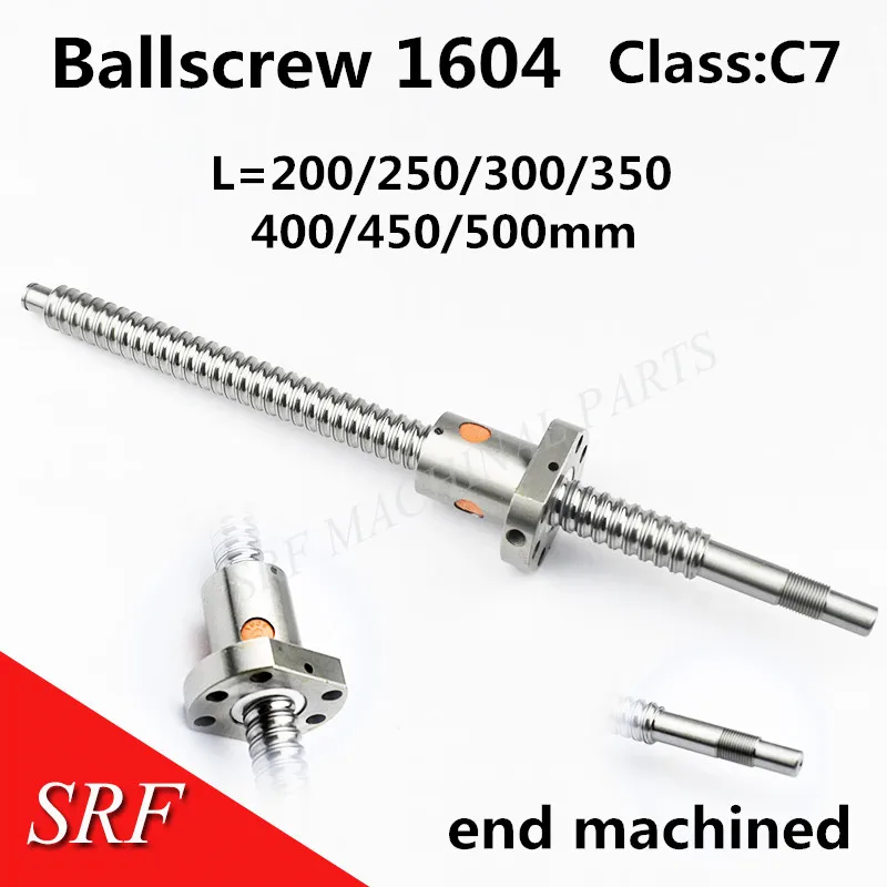 1 шт. 16 мм шариковый винт SFU1604 L = 200/250/300/350/400/450/500 с одним наконечником шаровой гайки