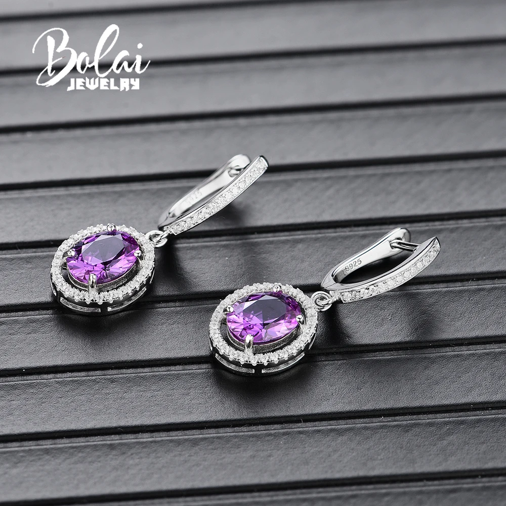 Bolaijewelry 925 серебряная серьга овальной формы 7*9 мм драгоценный камень для изменения цвета элегантный дизайн