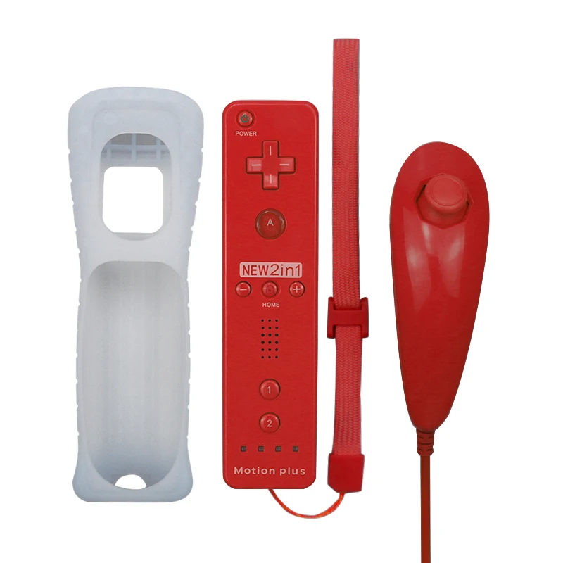 2 в 1 пульт дистанционного управления Nunchuk Combo Встроенный MOTION PLUS для kingd для wii контроллер с защитный силиконовый чехол