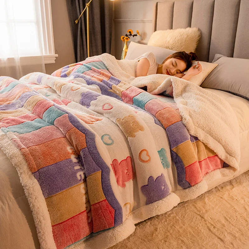 

Flannel Blanket Lambswool Double-Layer Thickened Winter Coral Cover Blanket Nap Blanket Quilt Student Dormitory Single