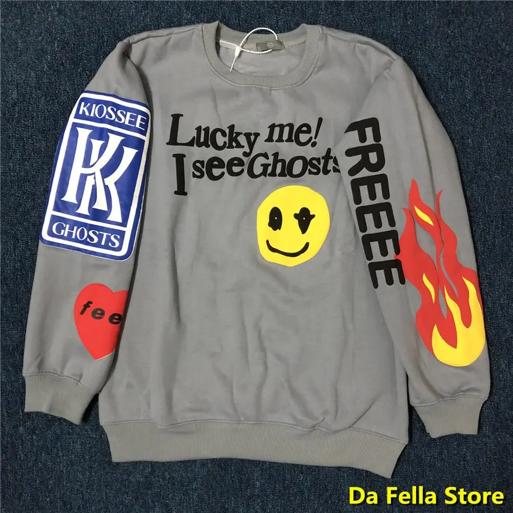 

Light blue Kanye West Hoodie 2020 I SEE GHOST Hoodies Men Women Hip Hop Kid See Ghost Foam 3D printing Sweatshirts Lucky me