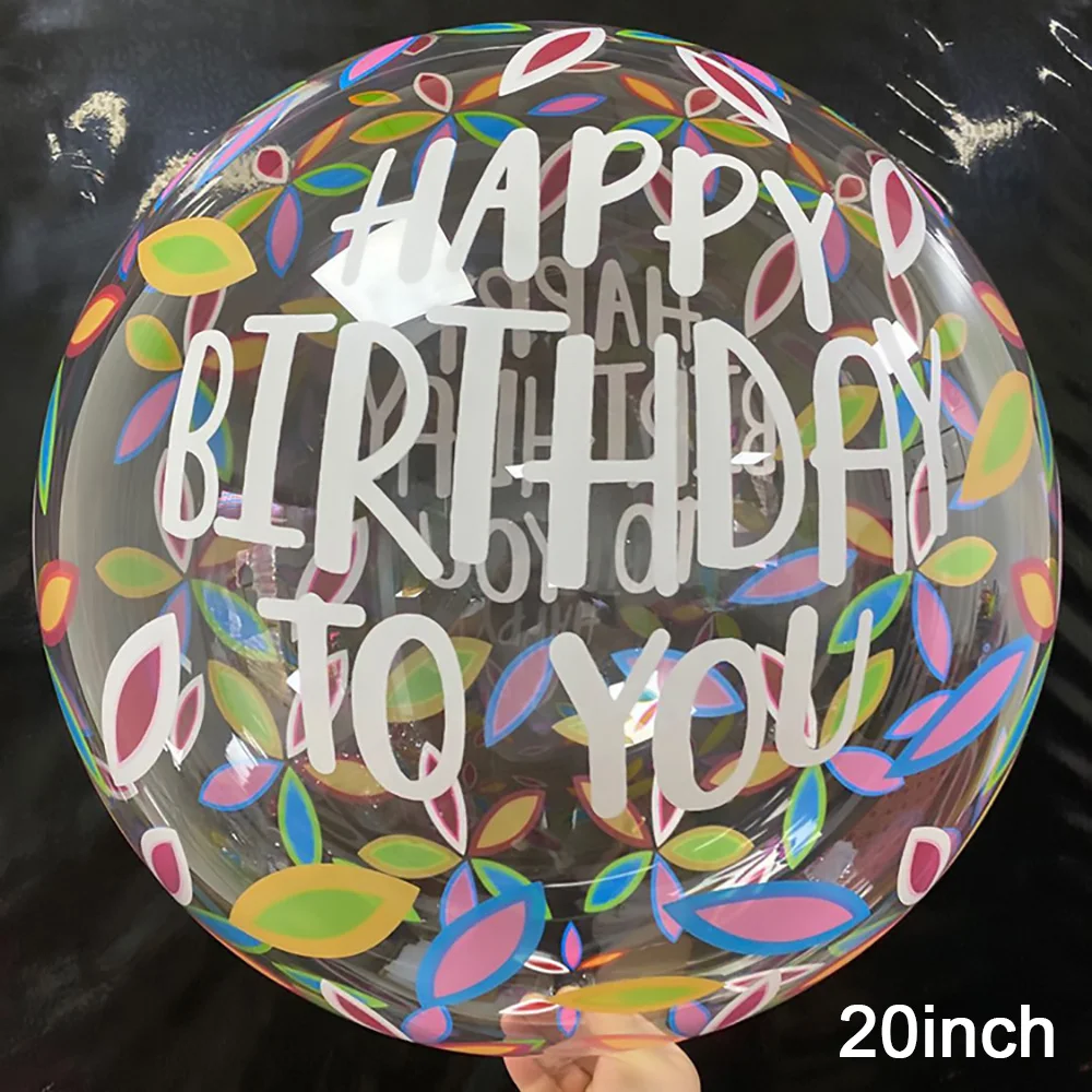 

20inch Transparent Print Bobo Balloon Wedding Decoration Happy Birthday Party Decoration Balloon Kids Baby Shower Helium Ball