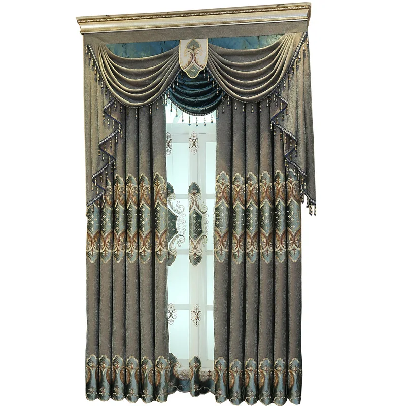 

Luxury Curtains for Living Dining Room Bedroom European Semi-shading Living Room Bedroom Finished Jacquard Embroidery Cloth