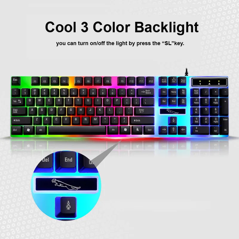 Wired Gaming Keyboard Mouse combo USB Mice Flexible Polychromatic LED Lights Computer Mechanical Feel Backlight Gamer | Компьютеры и