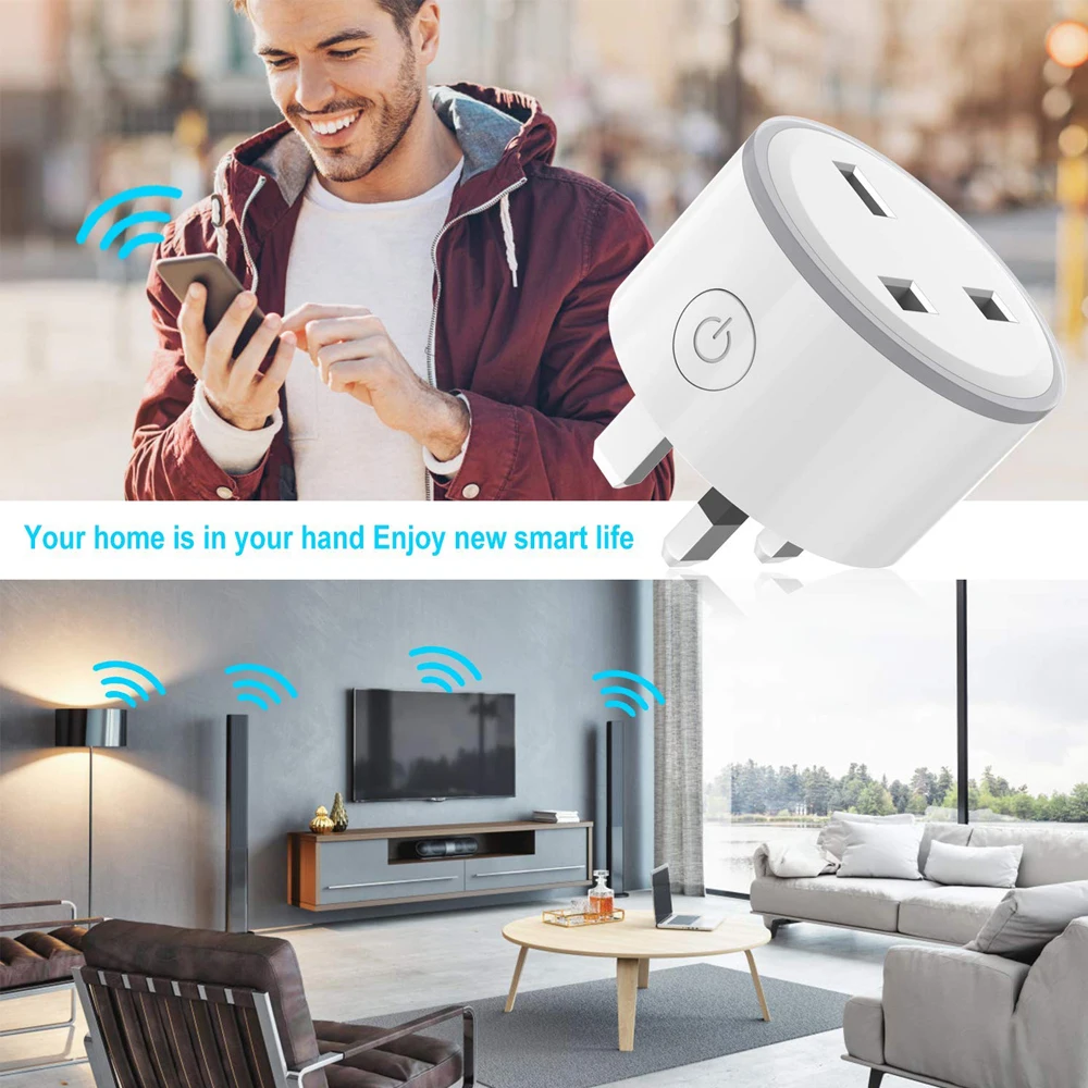 

Wifi 10A Mini Smart UK Socket With LED Indicator Home Automation Remote Access Voice Control Work With Google Home Alexa