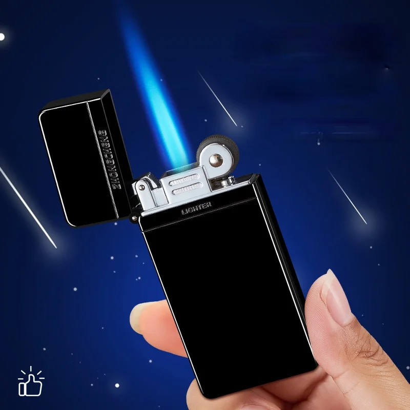 

Clamshell Grinding Wheel Straight Into The Lighter Metal Straight Into The Blue Flame Creative Gift Lighter Smoking Accessories