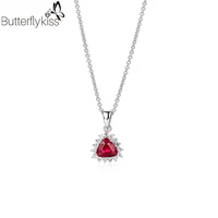 BK Genuine Gold 585 Diamond Necklace With 18k Red Spinel Pendant Necklace New Design Fashion Luxury Jewelry For Women Customized