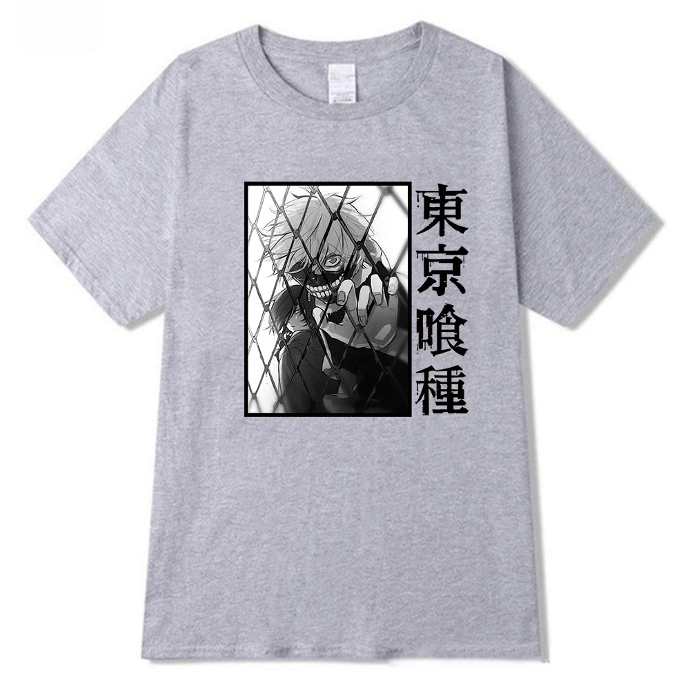 

Japanese Anime Tokyo Ghoul T Shirt Ken Kaneki Print Short-sleeve Men Hip Hop Streetwear Summer Causal Tee Tops Male