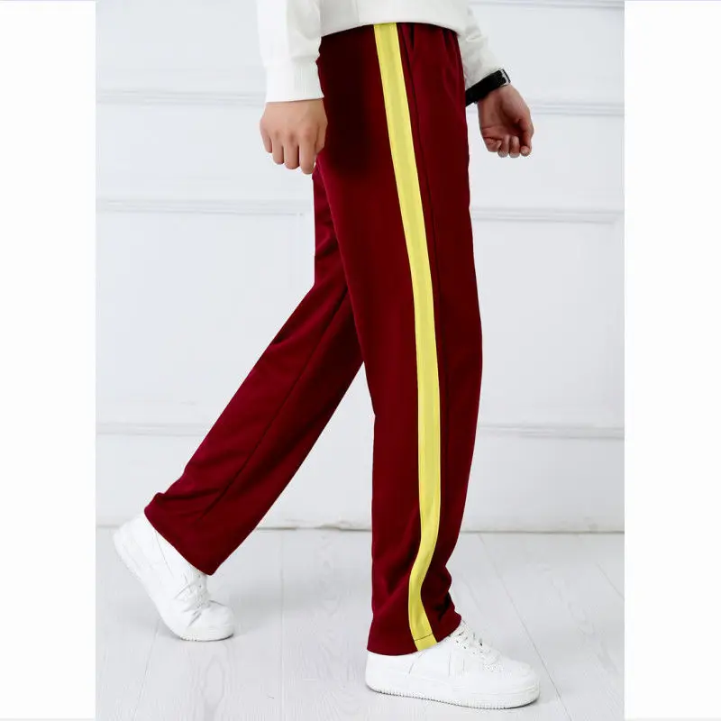 Wine red Unisex New Track Pants Casual Sweatpants mens Striped Bastic Trousers Straight Pants Joggers Simple Work Pants images - 6
