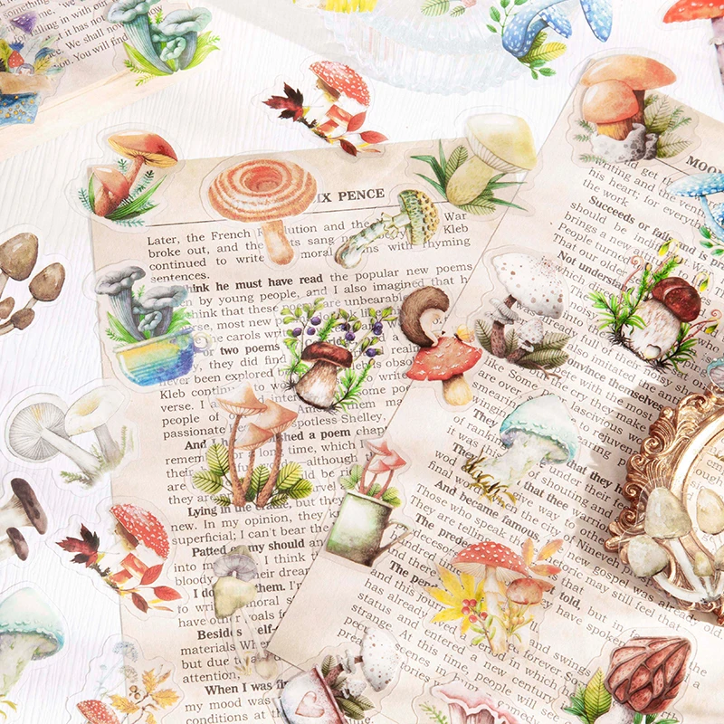 

45pcs Mushroom series Stickers aesthetic PET tickers package DIY Diary Decoration label sticker Album Scrapbooking Stationery