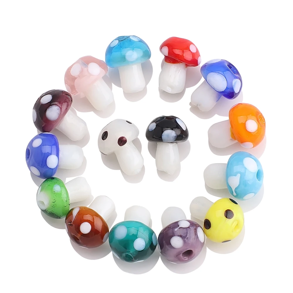 

10X12/12X16/15X20mm Assorted Opaque Glass Mushroom Beads For DIY Making Handmade Earring Charm Pendant Necklace Jewelry Findings
