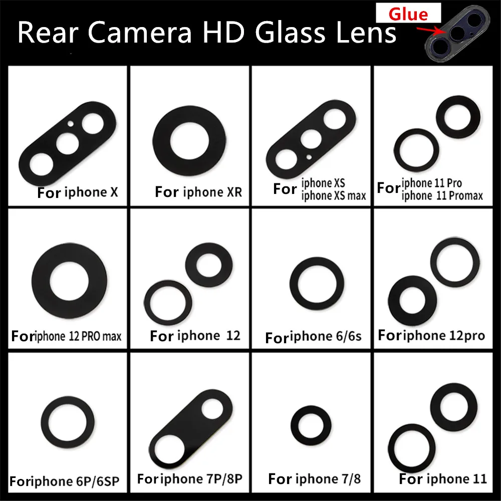Замена стекла для объектива задней камеры iPhone 11 12 Pro Max X XS MAX XR 6 6s 7 8 Plus защитное