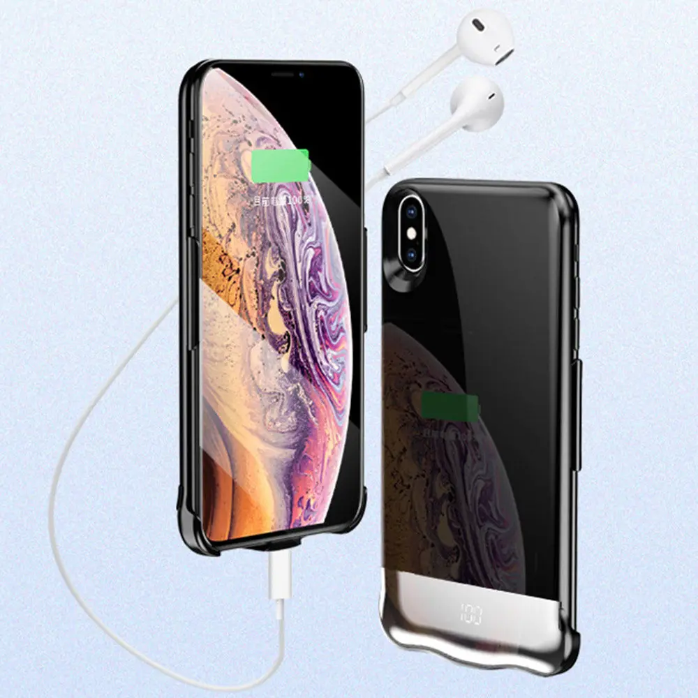 6000 Mah Power Case For Apple Iphone XR XS Max Battery Charger Digital Display Backup Cover Pack Smart Bank |