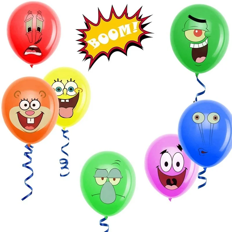 

28pcs Sponge Party Supplies Bob Latex Balloons Happy Birthday Cartoon Theme Decoration For Boy Or Girl Kids Balloons Party Decor