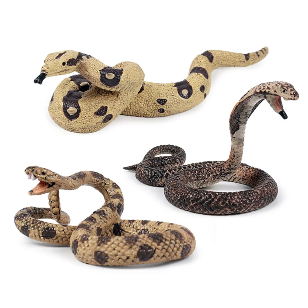 

2Pcs Simulation Snake Static Snake Model Vivid Wildlife Animal Model Assorted Color (Rattlesnake)
