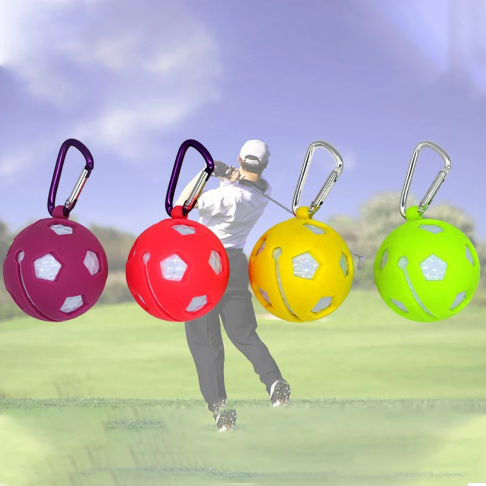 

Silicone Sleeve Golf Ball Easy Clean Waist Holder Dust Proof With Carabiner Protective Cover Anti Scratch Solid Soft Round