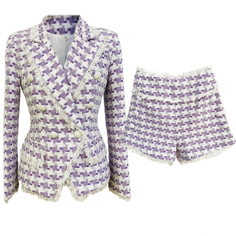 Женский комплект из двух предметов Розовый шерстяной костюм с блейзером и