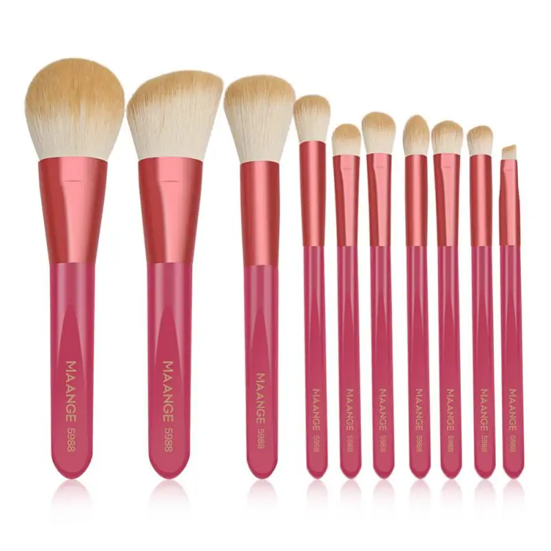 

10 PCS Makeup Brushes Wooden Handle Brush Set Cosmetic Powder Eye Shadow Foundation Blush Blending Make Up Brush Dropshiping