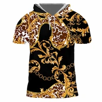 ifpd golden chain pattern 3d print short sleeve hoodie autumn cool t shirt baroque luxury style menwomen suitable clothes 5xl