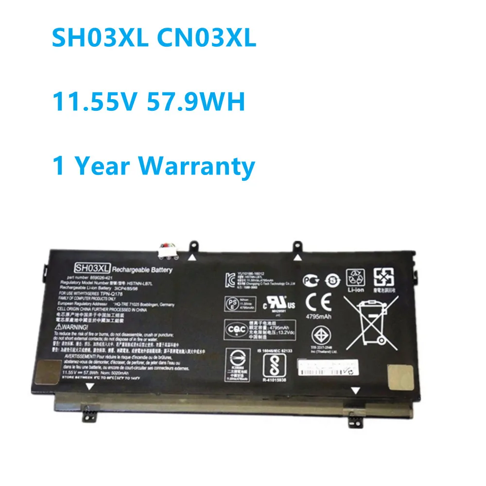 

New Battery SH03XL Laptop Battery For HP ENVY 13-AB 13-AB003NF 13-AB023TU HSTNN-LB7L 901308-421 CN03XL 11.55V 57.9Wh 5020mAh