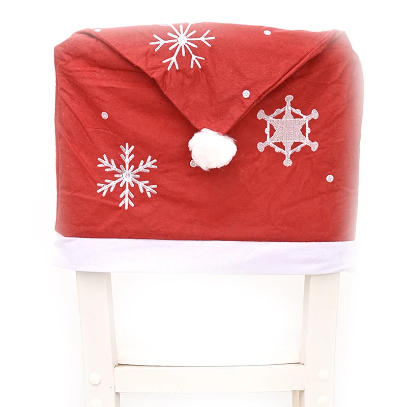 

Christmas Decorations Nonwoven Fabric Snowflake Chair Cover Hotel Restaurant Dining Tables And Chairs Cap Holiday Decor