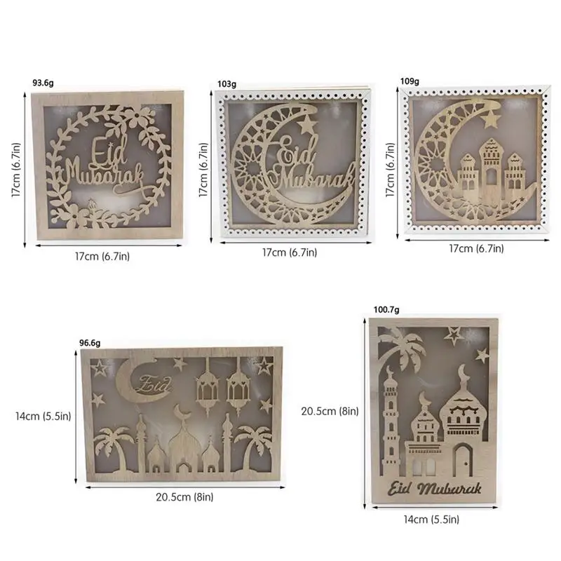 

LED Eid Mubarak Wood Decor Lights Festival Eid Ramadan Lamp For Home Ornaments Islamic Muslim Ramadan Festival Decorations