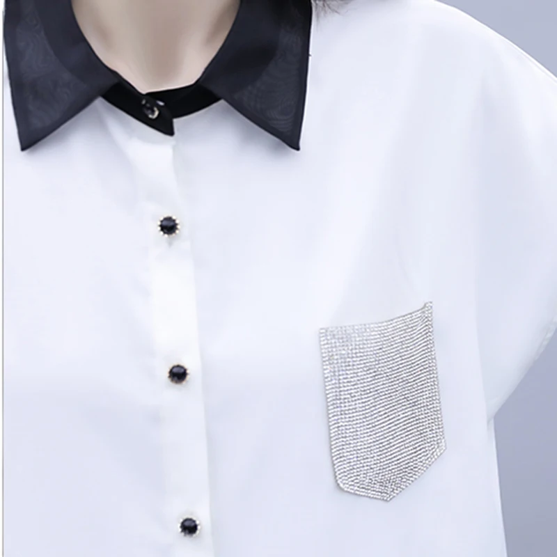 

Office Two Piece Set Women Summer 2 Pieces Suit Patchwork Chiffon Blouse Shirt and Wide Leg Shorts Set Woman Plus Size Tracksuit