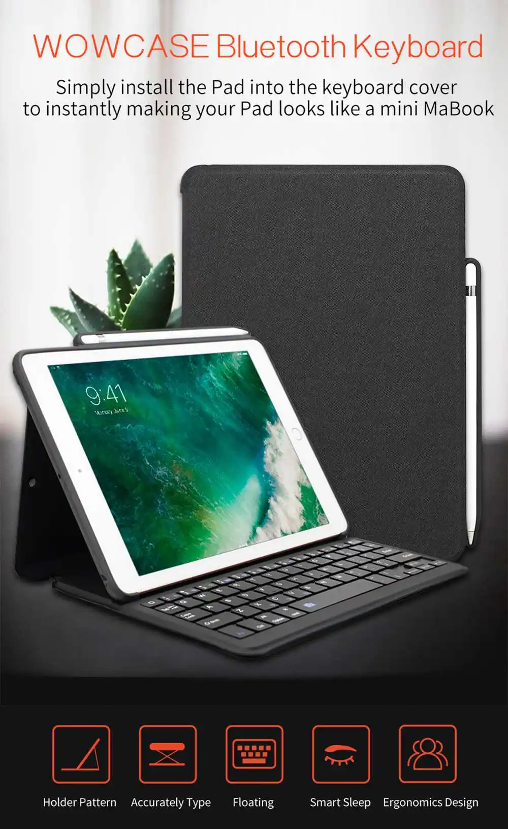 Чехол с клавиатурой для iPad Pro 12,9 со встроенным карандашом и тканевым узором, смарт-клавиатура для iPad Pro 12,9 дюйма, чехол