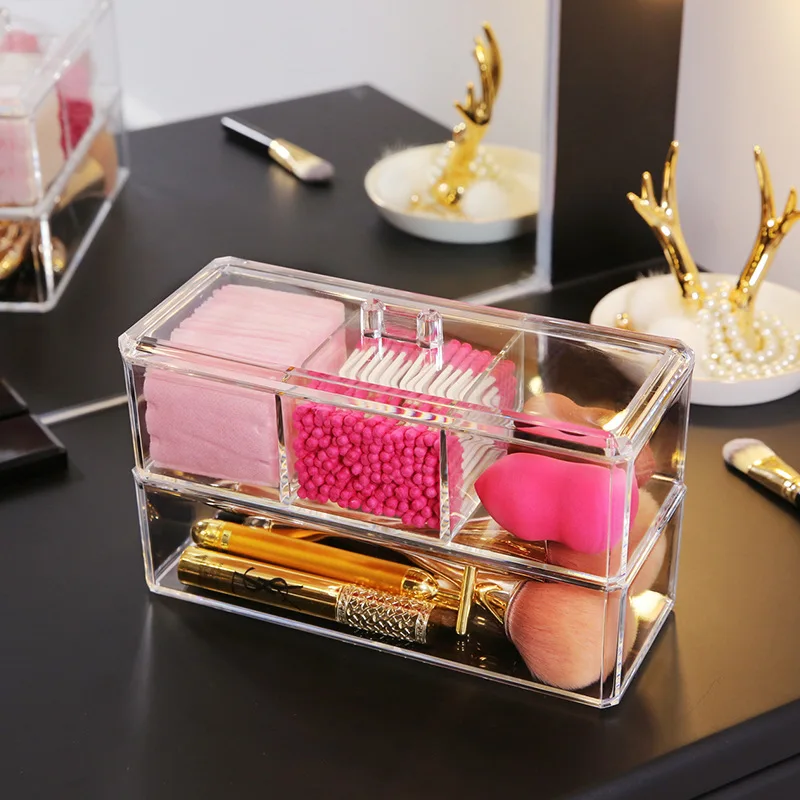 Коробка для хранения ватных дисков прозрачная косметическая коробка снятия