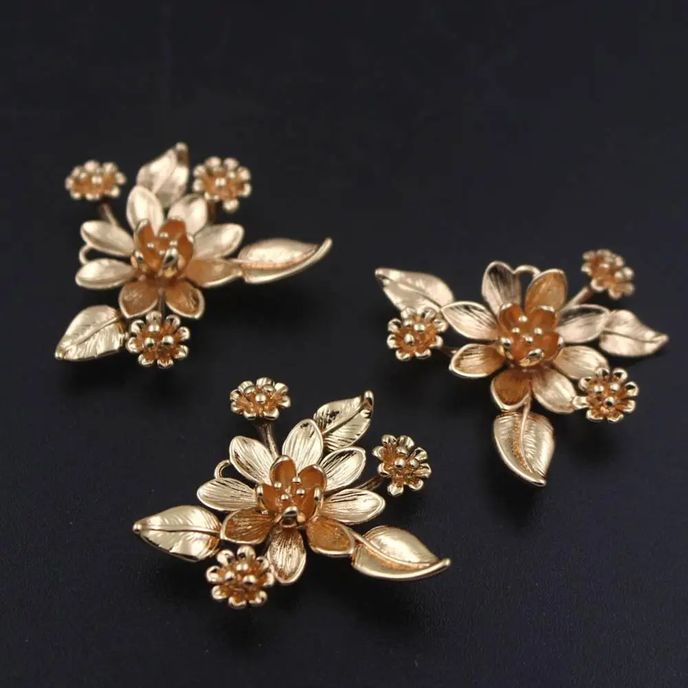 20pcs Brass Casted Gingko Leaf Snowflower Branch Oriental Charms Quality Gold Color Decoration DIY Earrings Jewelry Accessories