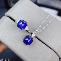 kjjeaxcmy fine jewelry 925 sterling silver inlaid natural sapphire girl classic necklace pendant ring set support test with box