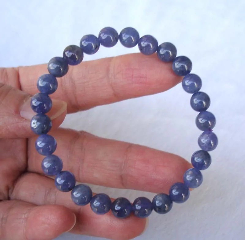 Браслет с круглыми бусинами из танзанита 7 мм|Бусины| |