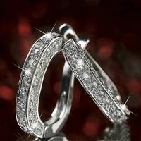 trend hoop earrings for women fashion luxury simple rose gold silver color white zircon vintage jewelry pendientes de mujer