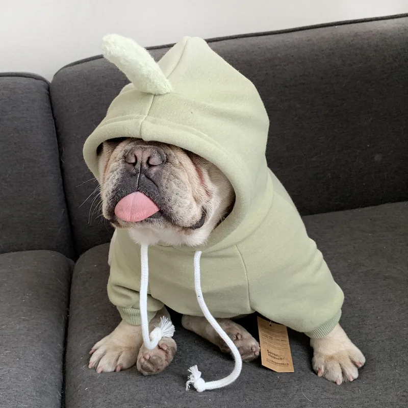 Забавная для кошек собак свитер Розовый французский Бульдог Толстовка флис