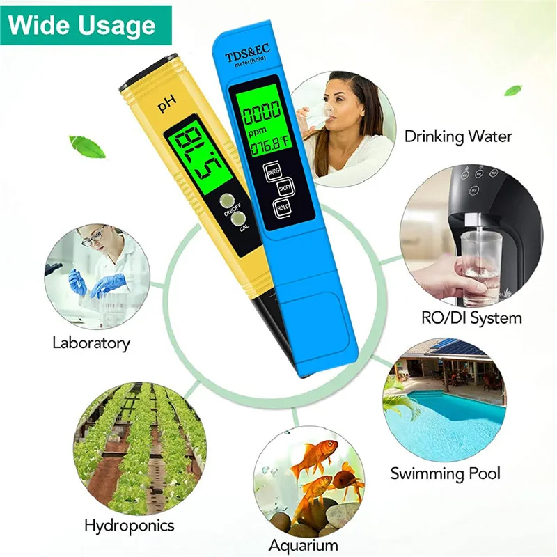 

1 Set TDS Meter Digital Water Tester Digital 0-14 PH Meter Tester 0-9990ppm TDS&EC LCD Water Purity PPM Aquarium Filter